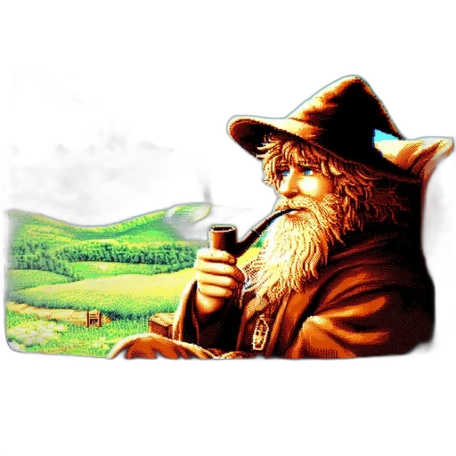 hat, staff, food, fantasy art, concept art, pixel art, photorealistic, forest transparent PNG cut-out