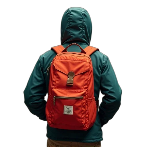 jacket, 3d render, red, green, dakin, backpacks transparent PNG cut-out
