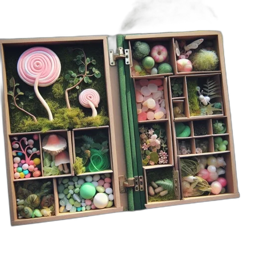 jewelry, furniture, 3d render, outer space, green, wooden, compartment, box transparent PNG cut-out