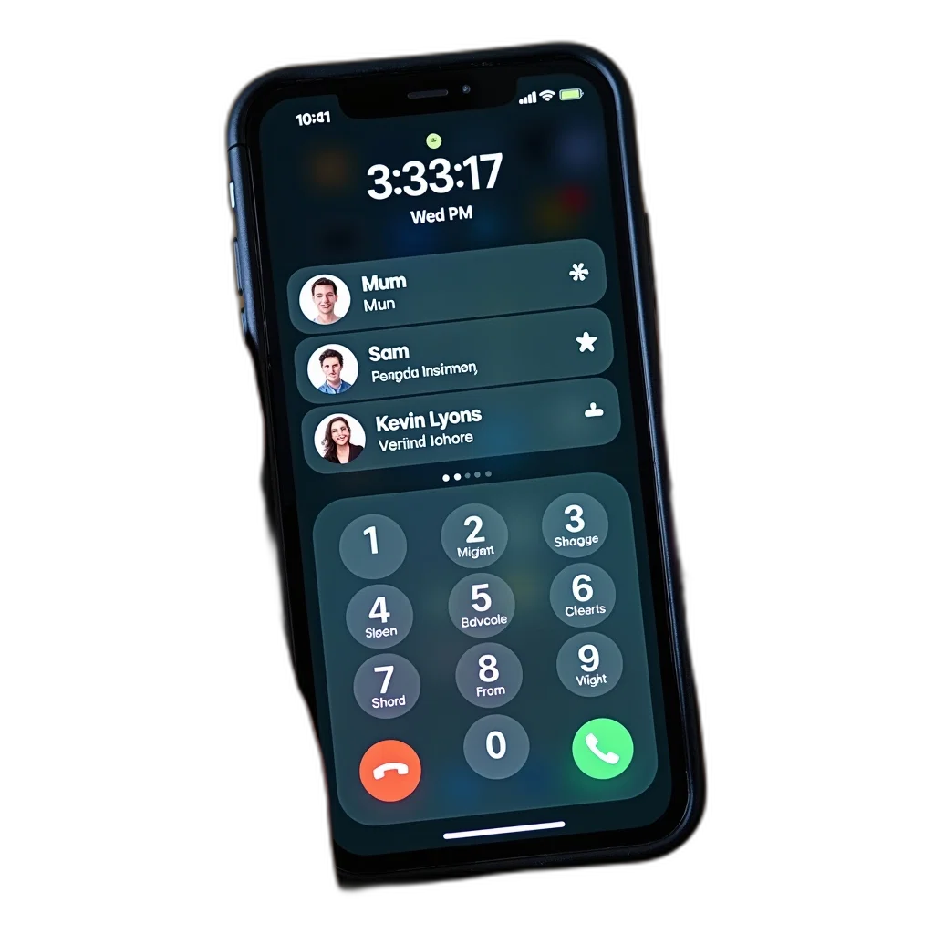 smartphone, screen, displaying, call, log, three, entries, top transparent PNG cut-out