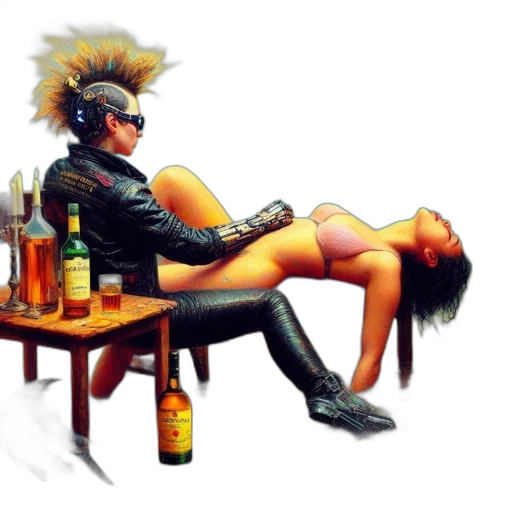 jacket, crown, cyberpunk, concept art, comic book art, pixel art, fire, serene transparent PNG cut-out