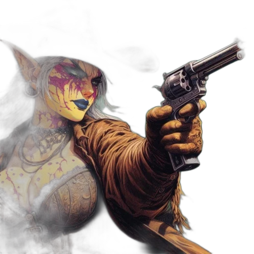 weapon, concept art, comic book art, fantasy art, photorealistic, elvish-inspired, woman, pointed transparent PNG cut-out
