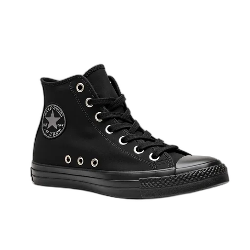 shoes, 3d render, black, high-top, sneaker, star, logo, side transparent PNG cut-out