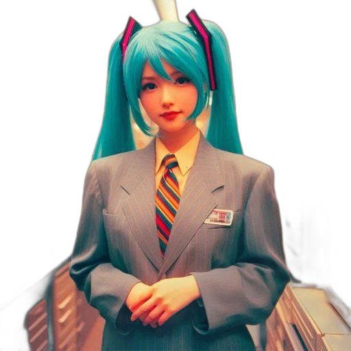 staff, robot, jacket, creature, vaporwave, anime, 3d render, pixel art transparent PNG cut-out