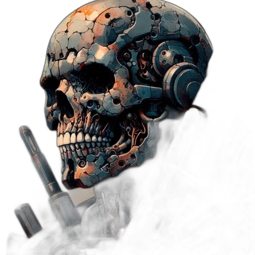 robot, mask, weapon, face, concept art, photorealistic, cyberpunk, comic book art transparent PNG cut-out