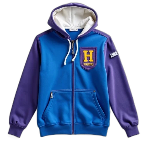 jacket, blue, white, hoodie, purple, patch, left, side transparent PNG cut-out