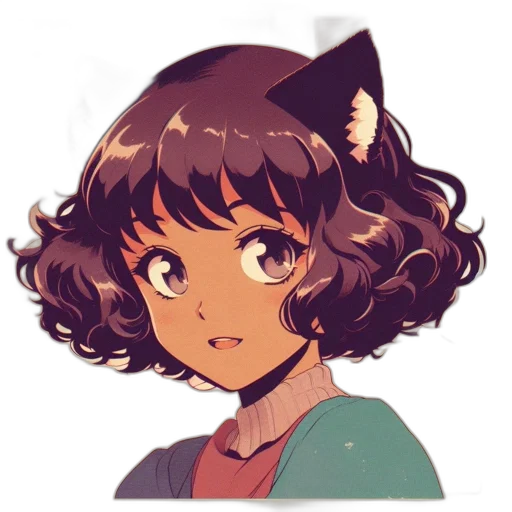 face, creature, staff, hair, anime, pixel art, cartoon, watercolor transparent PNG cut-out