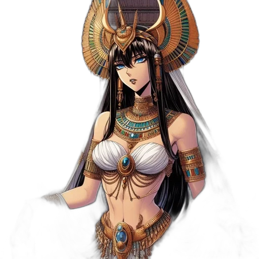 jewelry, fantasy art, concept art, pixel art, anime, egyptian-inspired, animated, character transparent PNG cut-out