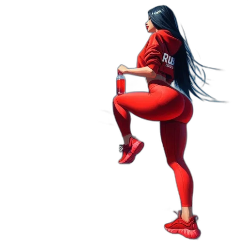 dress, concept art, comic book art, pixel art, anime, red, woman, leisurewear transparent PNG cut-out