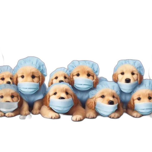 staff, 3d render, concept art, playful, image, five, golden, retriever transparent PNG cut-out
