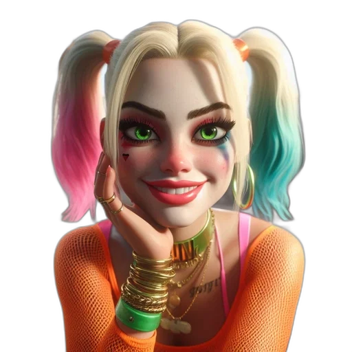 face, jewelry, concept art, cartoon, comic book art, 3d render, animated, female transparent PNG cut-out