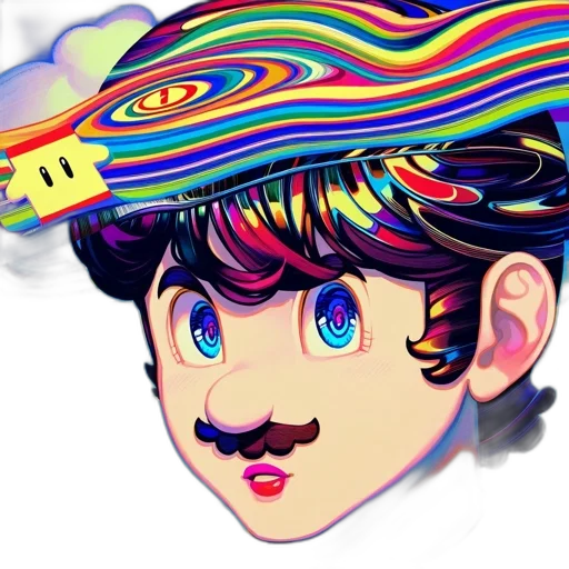 hat, face, mask, hair, vaporwave, anime, watercolor, cartoon transparent PNG cut-out