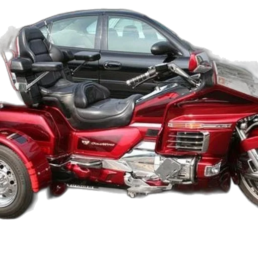 car, weapon, red, honda, gold, wing, trike, motorcycle transparent PNG cut-out