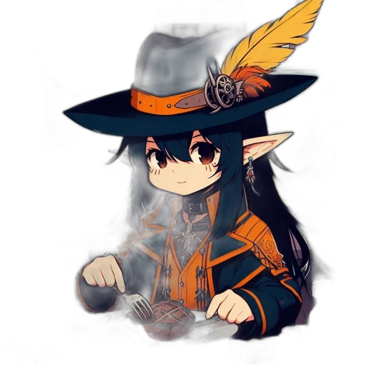 hat, staff, dragon, weapon, pixel art, fantasy art, anime, concept art transparent PNG cut-out