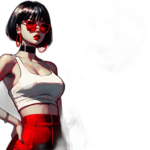 concept art, comic book art, cyberpunk, fantasy art, neon lights, red, neon, dark transparent PNG cut-out