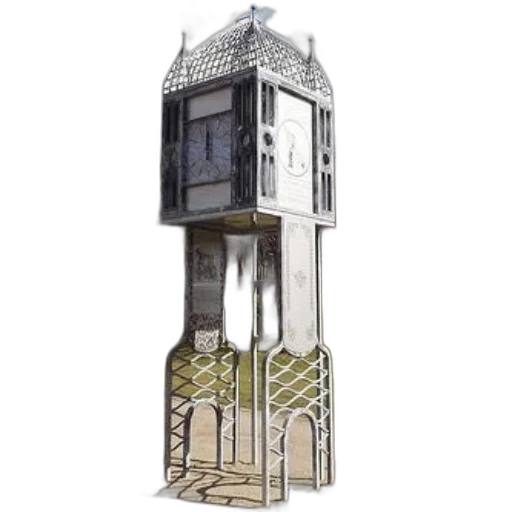 building, furniture, robot, 3d render, concept art, tall, ornate, clock transparent PNG cut-out
