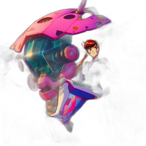 robot, weapon, mask, jacket, concept art, vaporwave, 3d render, pixel art transparent PNG cut-out