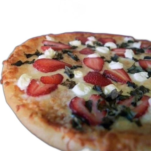food, 3d render, photorealistic, pizza, strawberries, cheese, spinach, purple transparent PNG cut-out