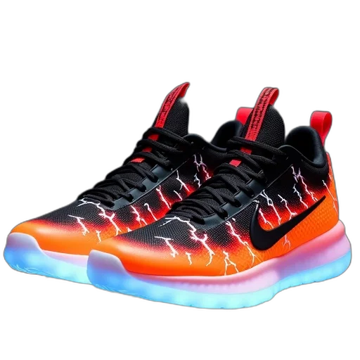 shoes, pair, sneakers, dynamic, lightning, bolt, design, upper transparent PNG cut-out