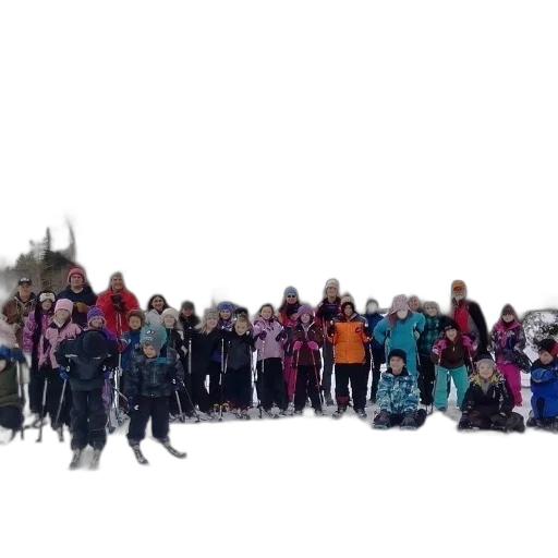 staff, snow, group, people, pose, photo, snowy, hillside transparent PNG cut-out