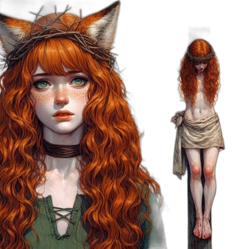 creature, dress, fantasy art, concept art, photorealistic, watercolor, earth tones, red transparent PNG cut-out