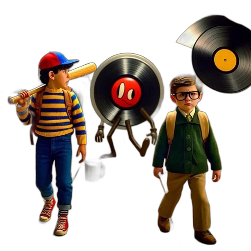 3d render, concept art, cartoon, two, young, boys, one, striped transparent PNG cut-out