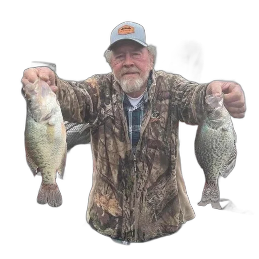 man, proudly, displays, two, freshly, caught, fish, while transparent PNG cut-out