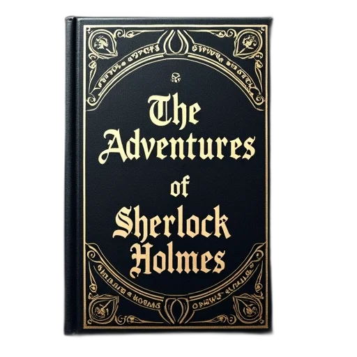 cover, book, titled, adventures, sherlock, holmes, stylized, font transparent PNG cut-out