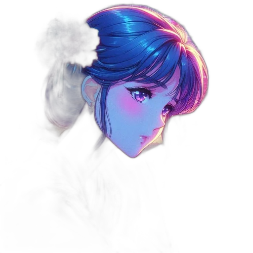 face, crown, mask, creature, watercolor, concept art, anime, vaporwave transparent PNG cut-out
