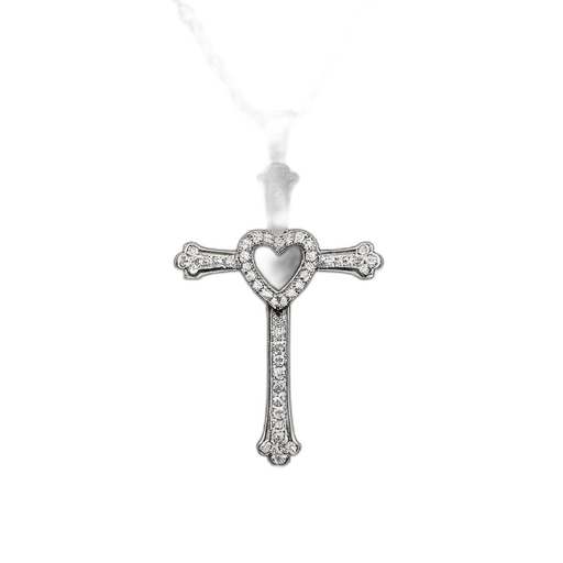 jewelry, sword, silver, cross, pendant, heart-shaped, cutout, center transparent PNG cut-out