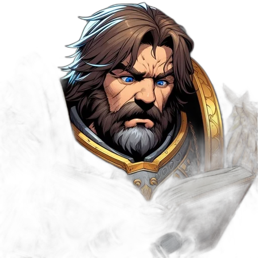 face, staff, weapon, fantasy art, concept art, comic book art, pixel art, bearded transparent PNG cut-out
