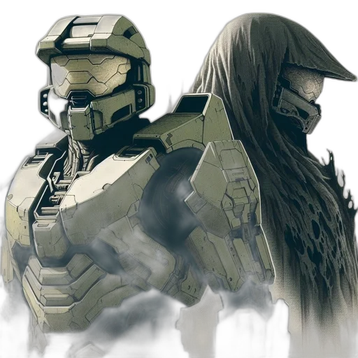 robot, concept art, fantasy art, pixel art, 3d render, green, earth tones, two transparent PNG cut-out