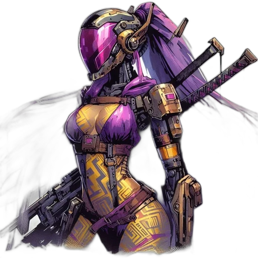 weapon, robot, sword, concept art, cyberpunk, fantasy art, pixel art, colorful transparent PNG cut-out