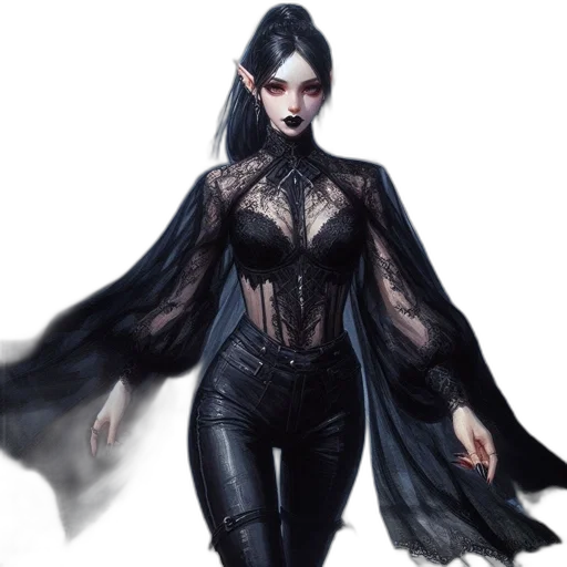 dress, fantasy art, concept art, comic book art, pixel art, dark, monochrome, elegant transparent PNG cut-out