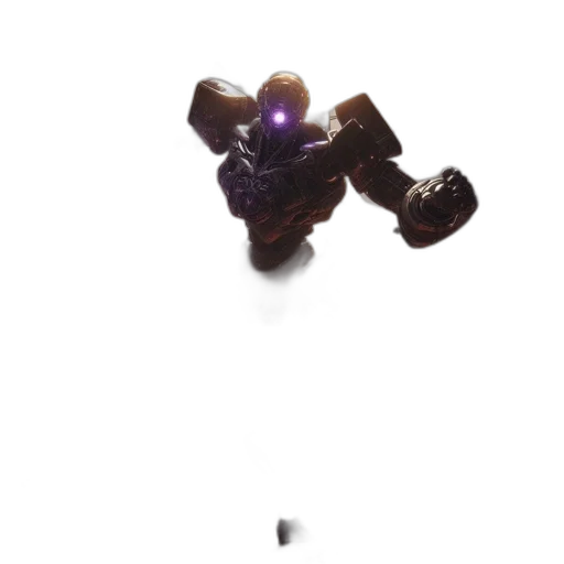 robot, weapon, staff, creature, concept art, 3d render, pixel art, outer space transparent PNG cut-out