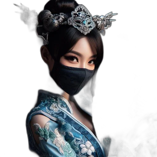 mask, face, dress, dragon, fantasy art, photorealistic, concept art, cyberpunk transparent PNG cut-out
