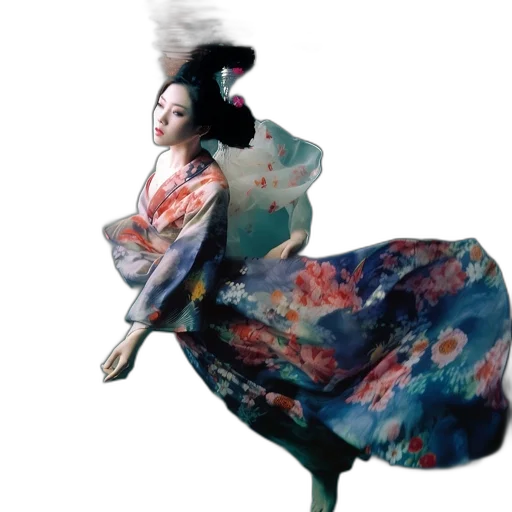 dress, umbrella, flower, staff, photorealistic, oil painting, concept art, 3d render transparent PNG cut-out