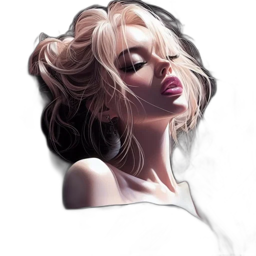 face, hair, dress, photorealistic, oil painting, fantasy art, watercolor, neon lights transparent PNG cut-out