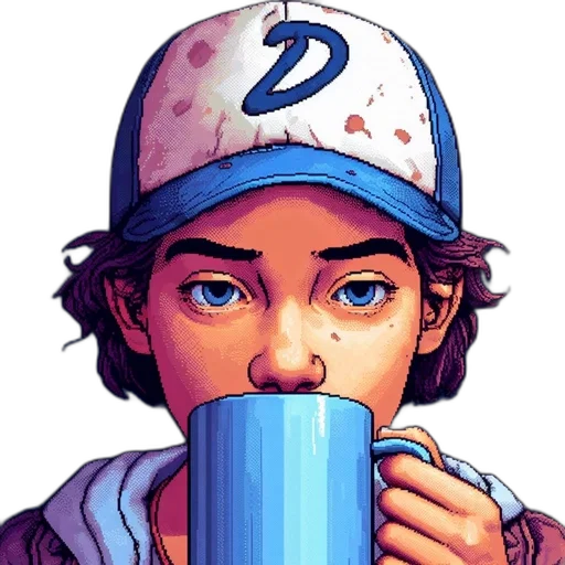 face, comic book art, vaporwave, pixel art, concept art, blue, pixel, art transparent PNG cut-out