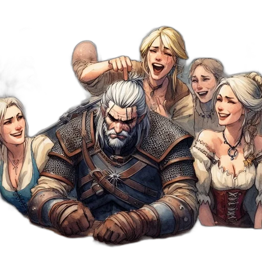 face, fantasy art, concept art, comic book art, pixel art, rustic, tavern, stern-bearded transparent PNG cut-out