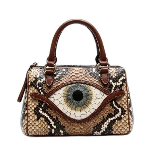 small, rectangular-shaped, handbag, textured, pattern, resembling, snakeskin, bag transparent PNG cut-out