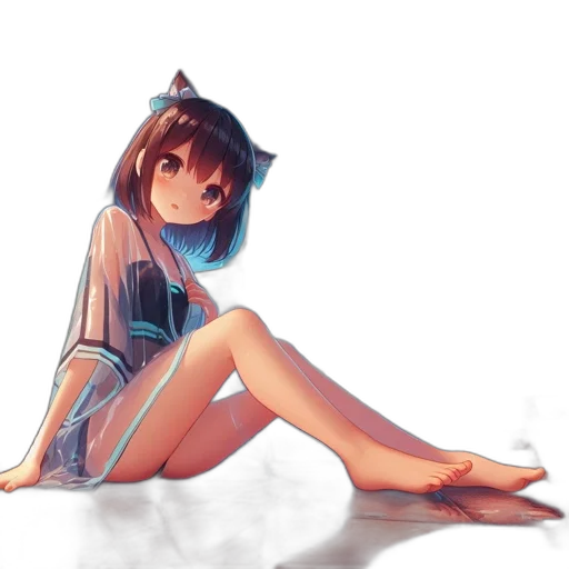 dress, robot, umbrella, creature, anime, concept art, watercolor, fantasy art transparent PNG cut-out
