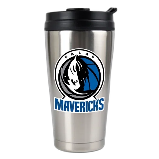 silver, travel, mug, blue, white, design, featuring, dallas transparent PNG cut-out
