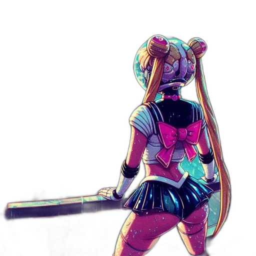 robot, weapon, staff, sword, concept art, cyberpunk, anime, comic book art transparent PNG cut-out