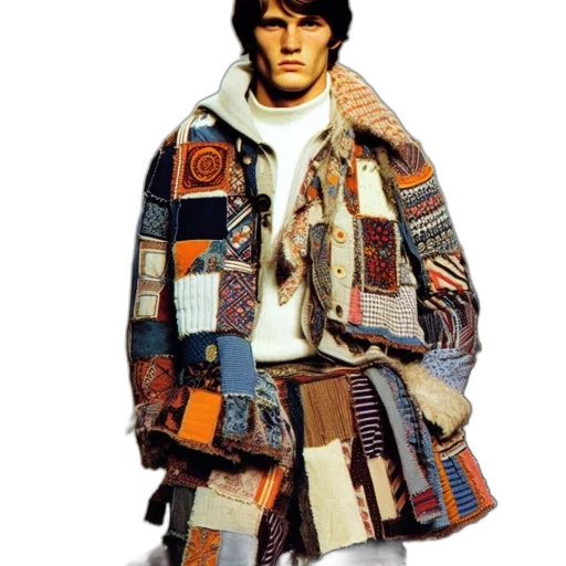 jacket, earth tones, male, model, strides, down, catwalk, donning transparent PNG cut-out