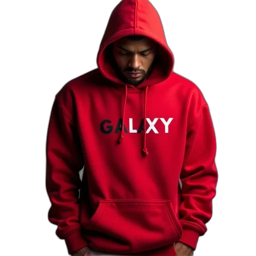 jacket, 3d render, concept art, red, man, wearing, hoodie, word transparent PNG cut-out