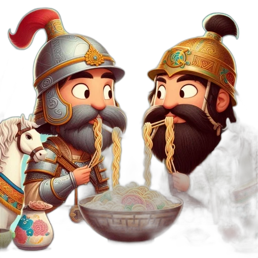 fantasy art, concept art, 3d render, pixel art, two, armored, asian, characters transparent PNG cut-out