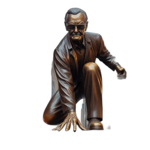 enormous, bronze, statue, suited, man, donning, glasses, stands transparent PNG cut-out