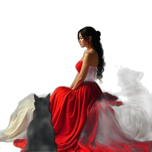 dress, dragon, photorealistic, fantasy art transparent PNG cut-out