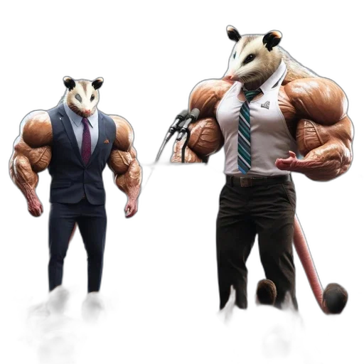 animal, mask, concept art, 3d render, fantasy art, comic book art, two, anthropomorphic transparent PNG cut-out